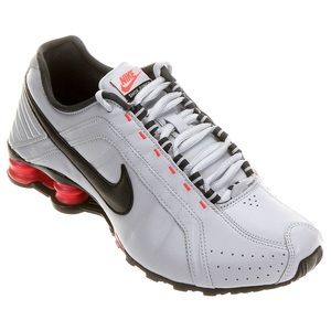 White and neon pink nike shox